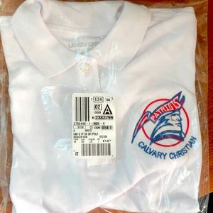 NWT! Calvary Christian short sleeve interlock polo